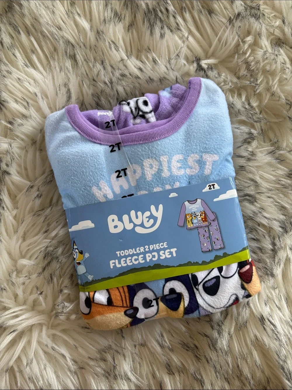 2T NWT Bluey Toddler 2 Piece Fleece PJ Set Blue & Purple